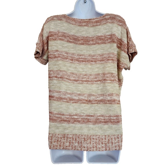 Vanity Womens Dolman Sweater Size M Pink V-Neck Drop Sleeve Ruched Open Knit - Picture 7 of 7